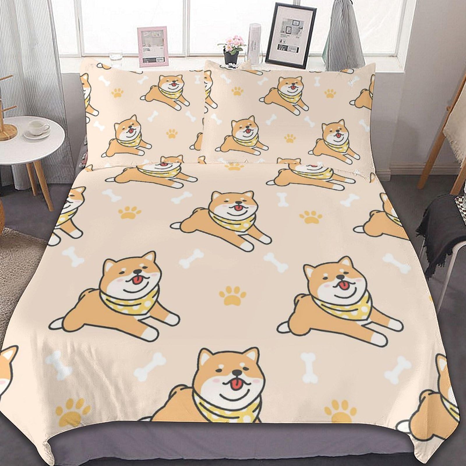 Amazon｜布団カバー 3点セット 柴犬 犬柄 萌え かわいい 寝具カバー